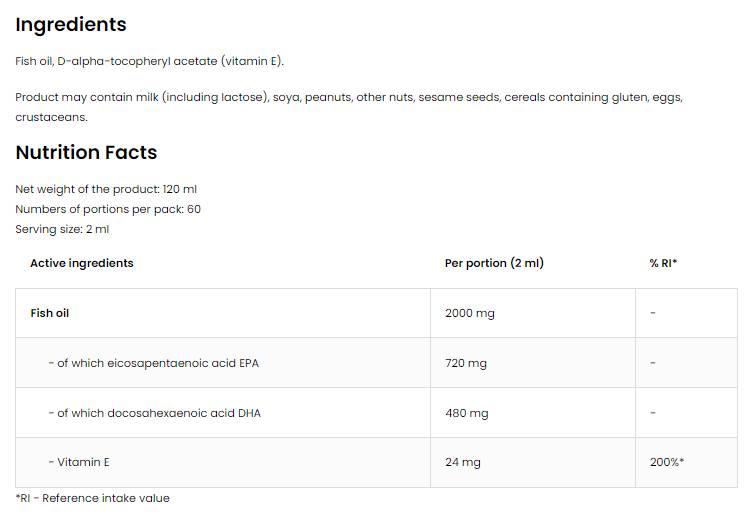 Елитна омега 3 течност | 60% EPA + DHA 120 ml