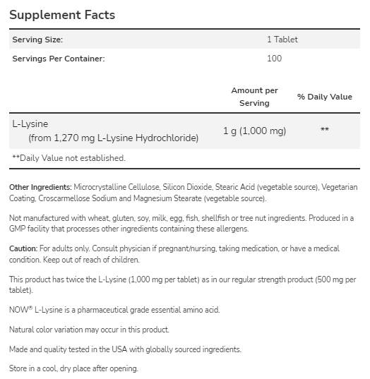 L -lysine 1000 mg - 100 таблетки