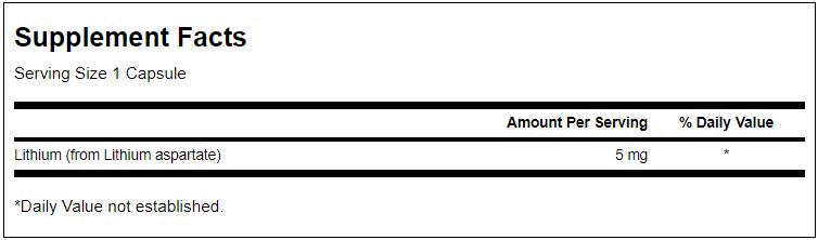 Литиев аспартат 5 mg 100 капсули