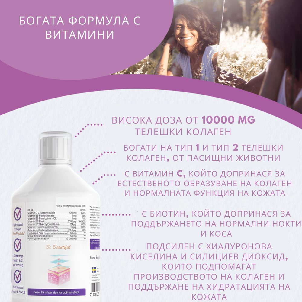 Говеждо колаген 10 000 mg с хиалуронова киселина 50 mg - 500 ml