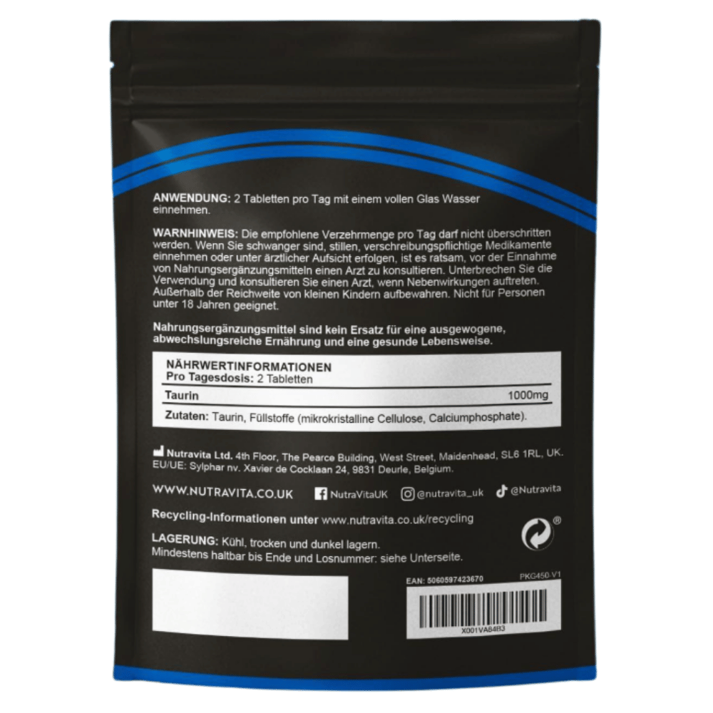 Таурин 1000 mg /180 таблетки, 90 дни /