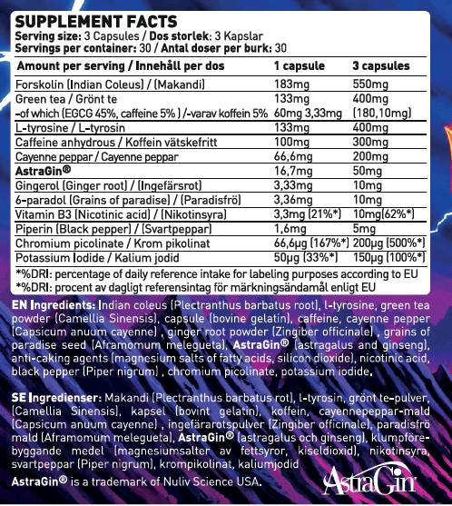 Hellfire | С Forskolin, зърна от рая и зелен чай - 90 капсули