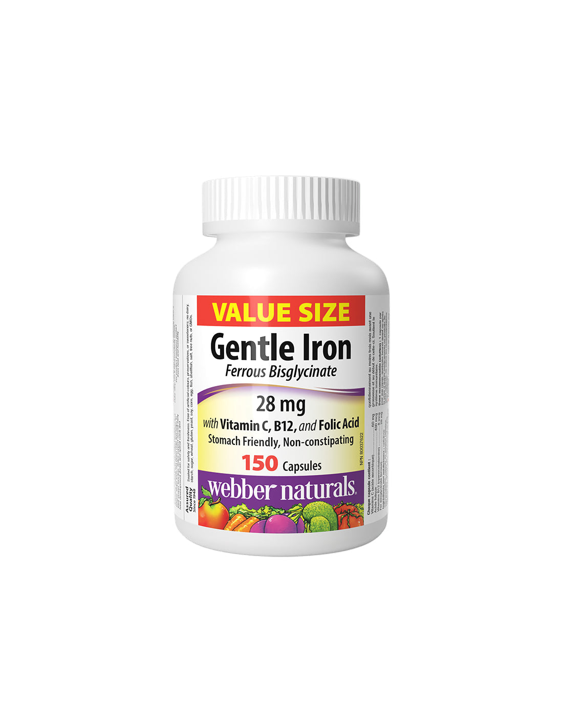 Анемия - желязо (железен бисглицинат с витамин С, В12 и фолиева киселина), 150 V капсули