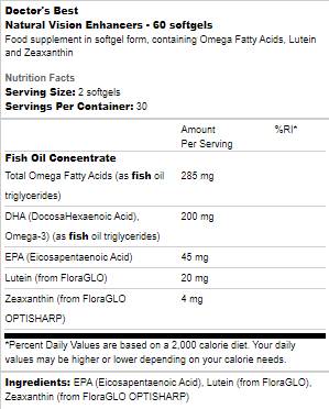 Най -добрите подобрители на естественото зрение - 60 гел капсули
