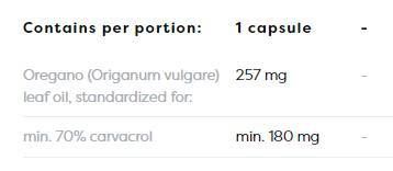 Oregano Oil 257 mg | 70% Carvacrol - 120 capsules - Nutra Best Europe