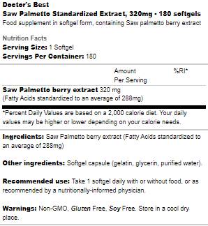 Най -добре трион Palmetto 320 mg - 180 гел капсули