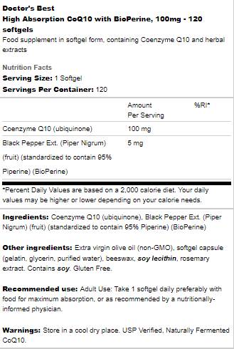 Най -добър COQ10 с биоперин 100 mg - 60 гел капсули