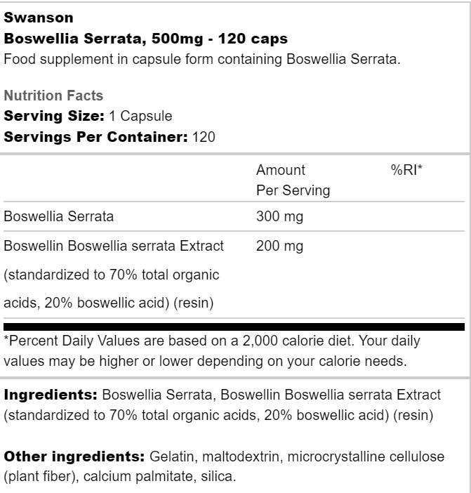 Boswellia serrata 500 mg 120 капсули