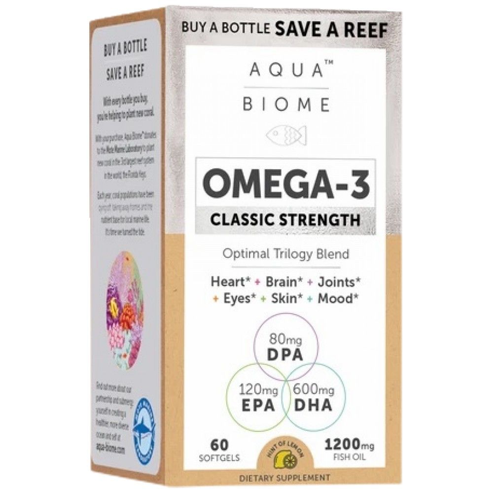 Aqua Biome Omega -3 Класическа сила 1200 mg - 60 гел капсули