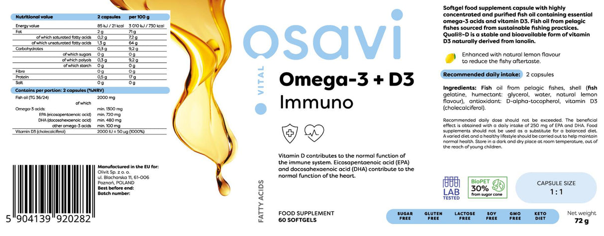 Omega -3 + D3 имуно - 60 гел капсули