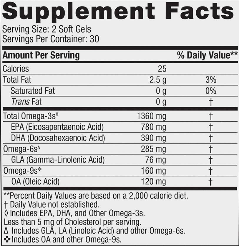Пълна Omega Xtra 1360 mg - 60 softgels