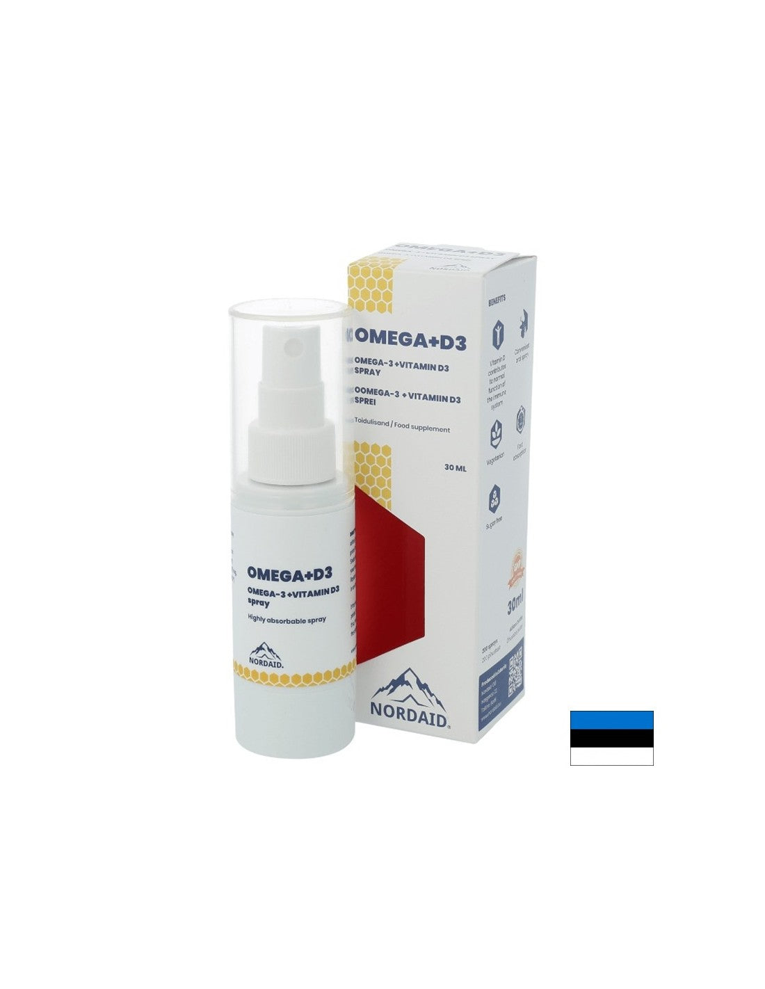 Omega -3 EPA & DHA + витамин D3 1000 IU - силен имунитет и здрави кости и зъби - спрей за уста, 30 ml, 200 спрея