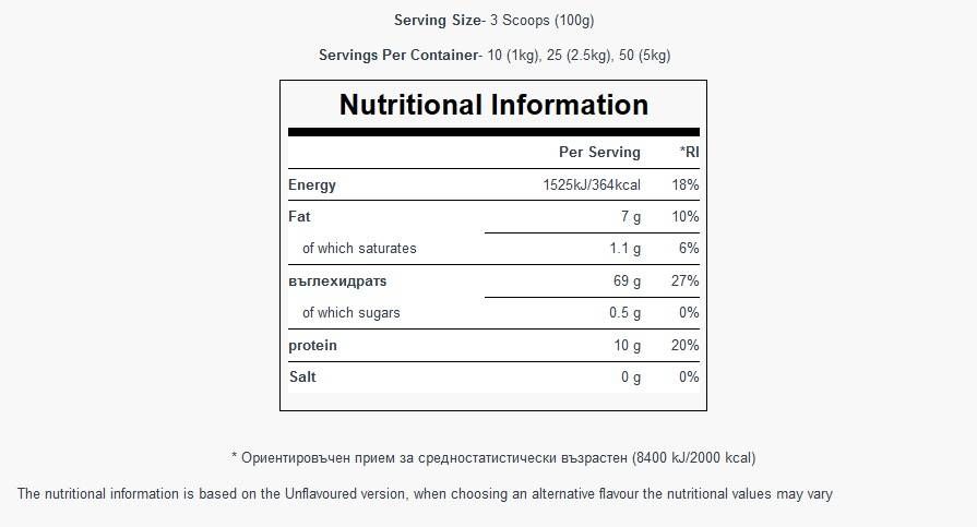 100% незабавен овес - 1000 грама