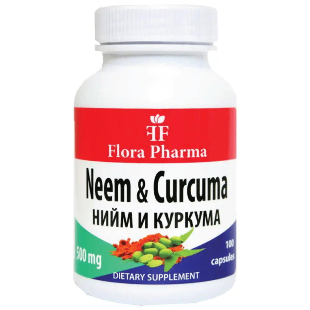 Neem и Turmeric 500 mg. / Neem & curcuma longa / 100 капсули флора фарма
