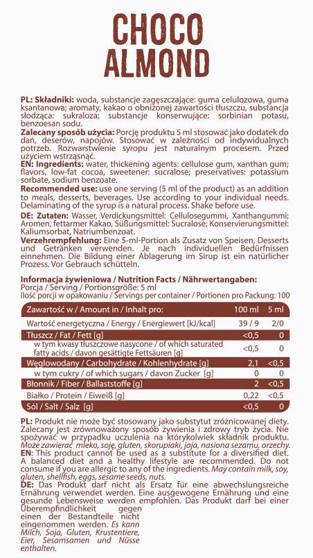 Сироп нула калория | Choco Almond - 500 ml