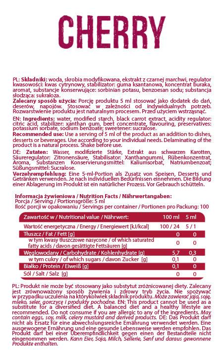 Сироп нула калория | Череша - 500 ml
