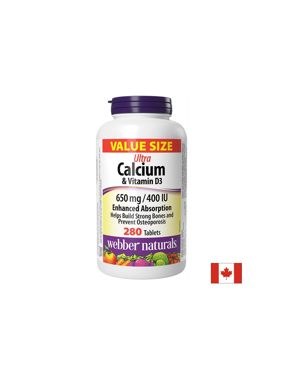 Костна система - ултра калций 650 mg + витамин D3 400 IU, 280 таблетки