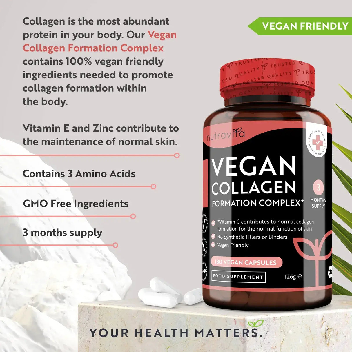 Vegan Collagen Formation Complex 180 Vcaps. Nutravita - Nutra Best Europe