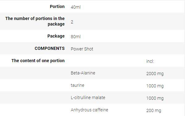 Power Shot | Pre-Workout 80 ml - Nutra Best Europe