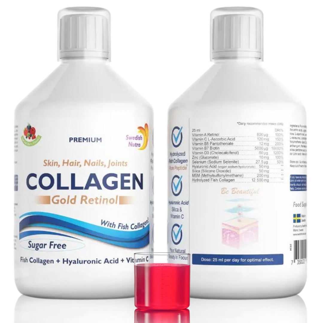 Fish Collagen 12500 mg Gold Retinol 500ml Swedish Nutra - Nutra Best Europe