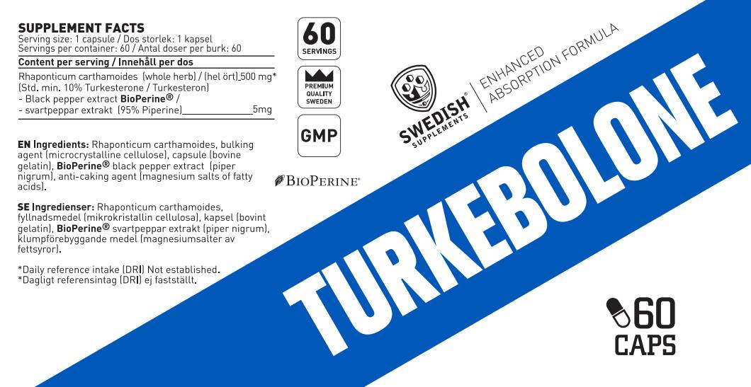 Turkebolone | Туркестерон 500 mg с Bioperine® - 60 капсули