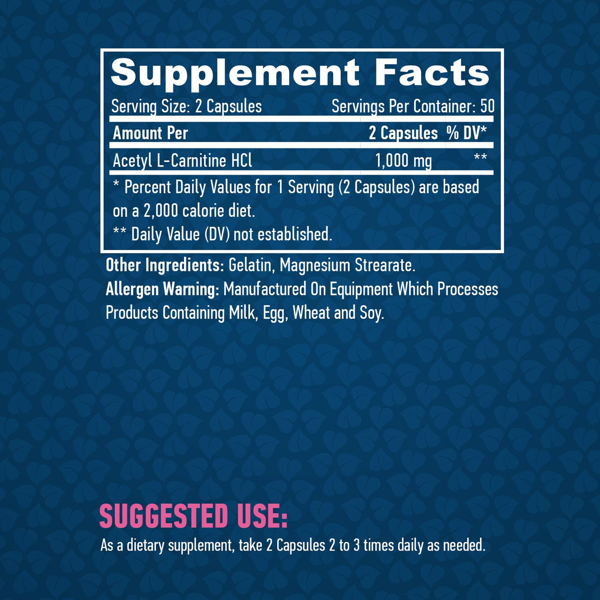 Ацетил L-карнитин 1000 mg / 100 капачки.