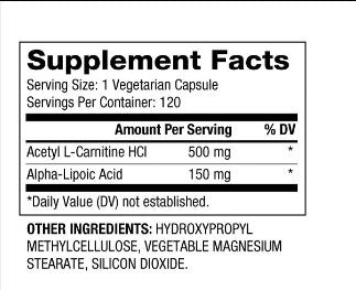 Ацетил L-карнитин + алфа липоева киселина 650 mg / 120 капачки