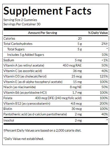 Multivitamin Gummies за възрастни | Праскова, оранжева и ягода - 60 дъвчащи таблетки