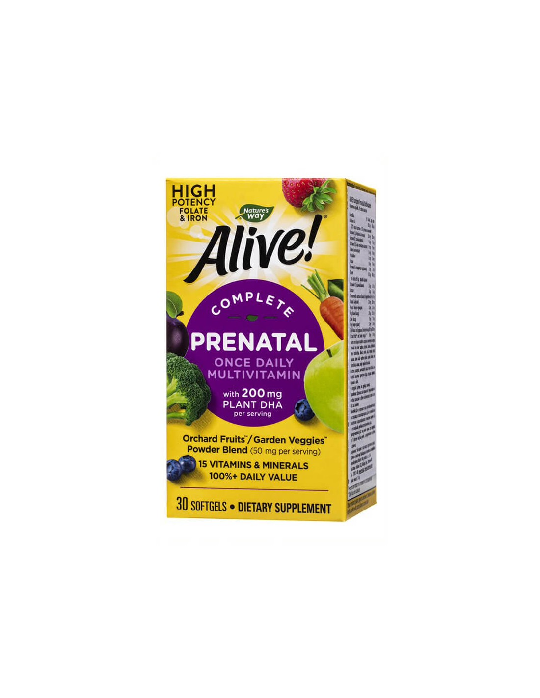 <tc>Alive</tc>! Пълен пренатален мултивитамин <tc>Alive</tc>! - Мултивитамини за бременни и кърмачки (с растителна DHA), 30 софтгел капсули Nature's Way