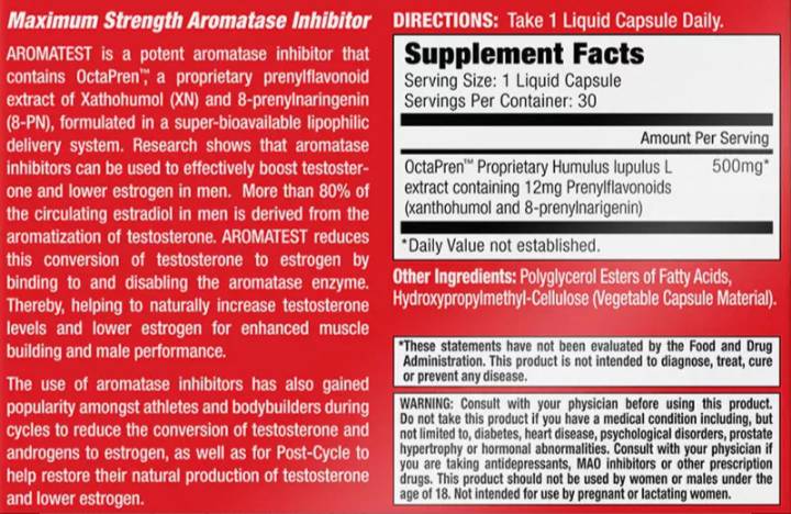 Aromatest - Octapren 500 mg | Максимална якост Ароматазен инхибитор - 30 гел капсули