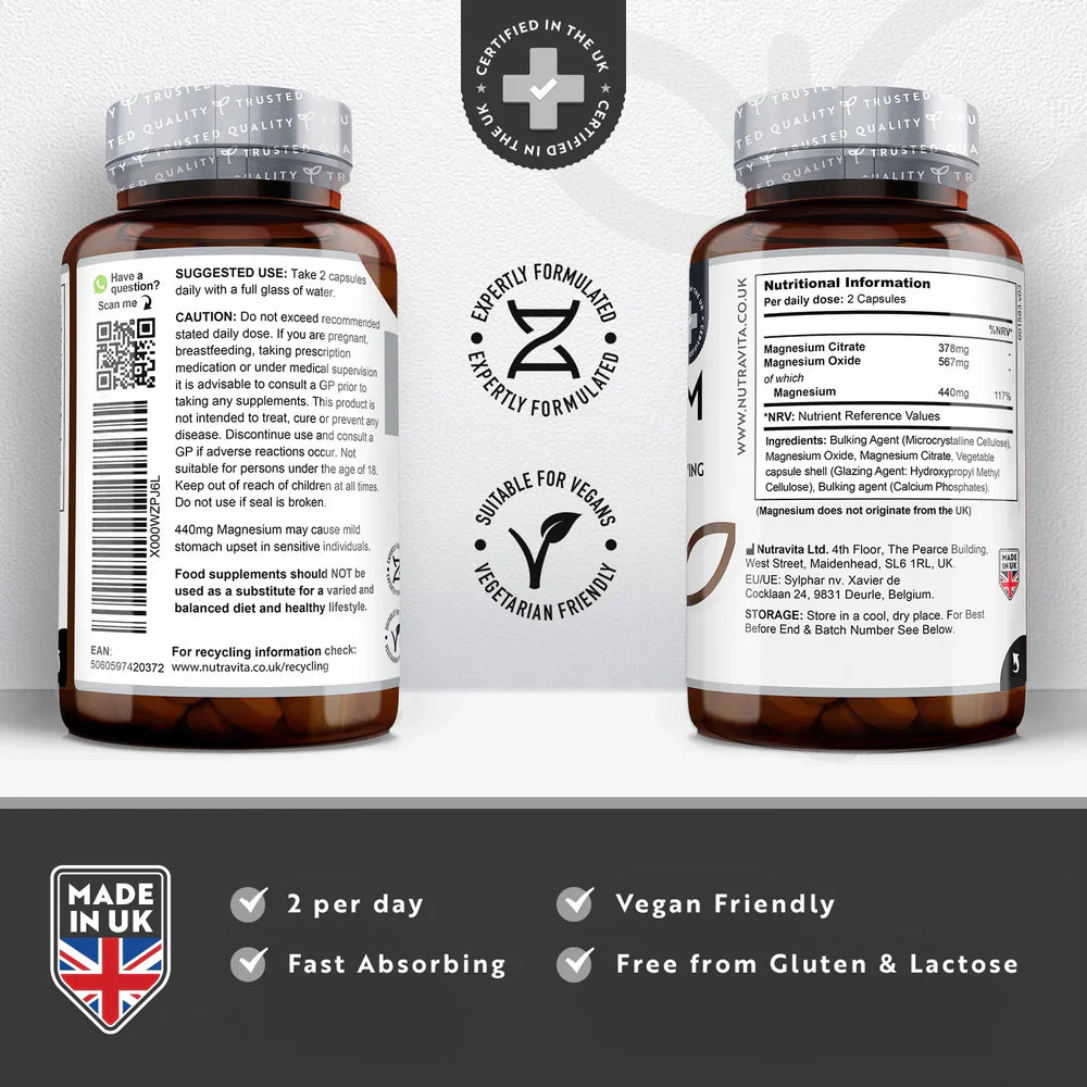 Magnesium 220 mg (two-component) - 180 capsules - Nutra Best Europe