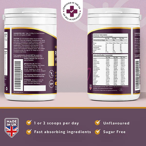 100% чист говежди колаген на прах 20000 mg peptan® 500 g, (25/50 дози)