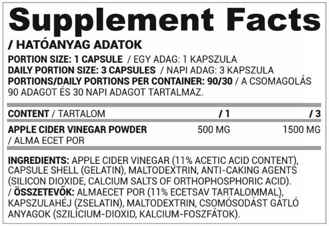 Ябълков оцет 500 mg - 90 капсули