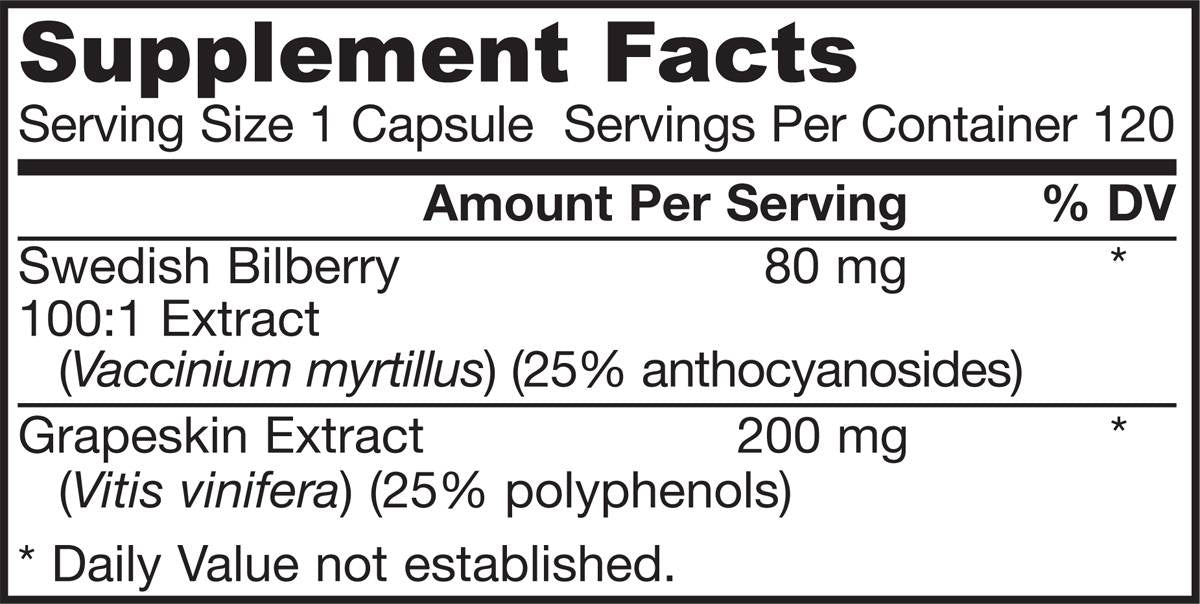 Bilberry + Gropeskin Polyphenols 280 mg - 120 капсули