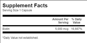 Биотин 5000 MCG - 100 капсули