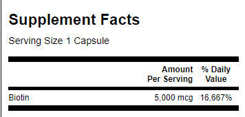 Биотин 5000 MCG - 30 капсули