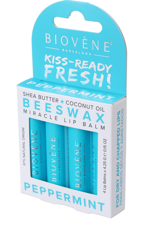 Балсам за устни с пчелен восък и мента - свежест и защита - 4 парчета