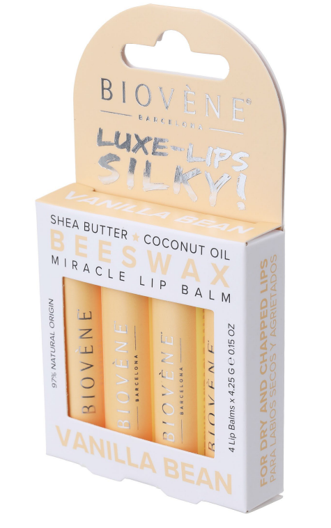 Балсам за устни с пчелен восък и ванилия - кадифено усещане - 4 парчета
