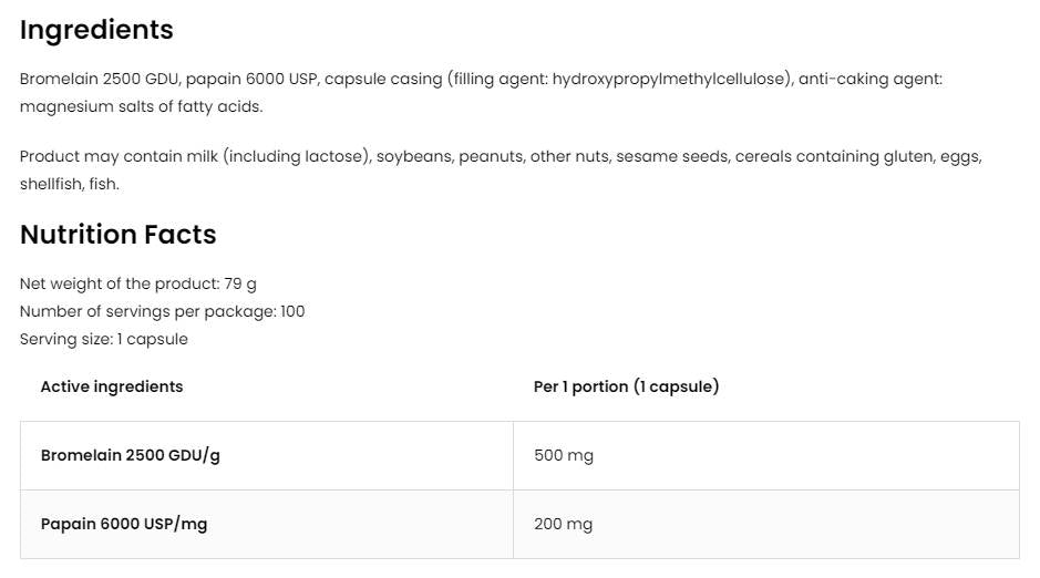 Бромелен + папаин ензими 100 капсули