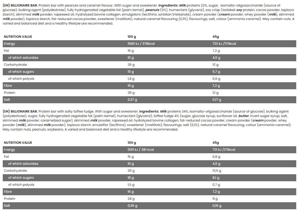 Милиардер бар | Високи фибри ~ без глутен ~ протеинов бар - 45 грама
