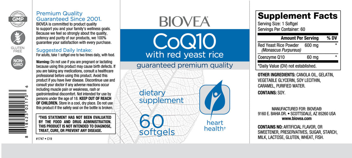 COQ10 60mg & Red Dyeash Rice / 60 Softgels