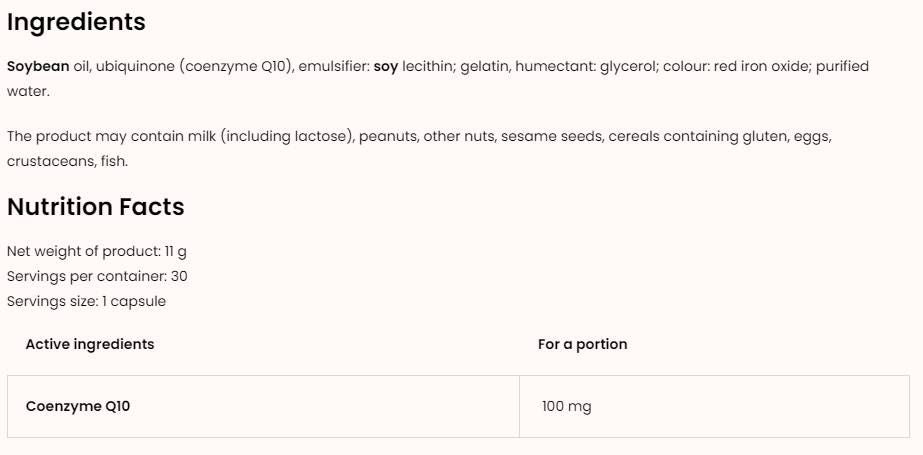 Coq10 / Ubichinon 100 mg - 30 гел капсули