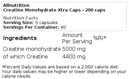 Креатин монохидрат xtra капачки 200 капсули