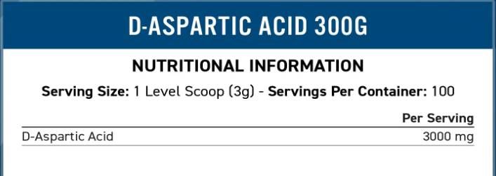 D -аспарагична киселина на прах 3000 mg - 300 грама