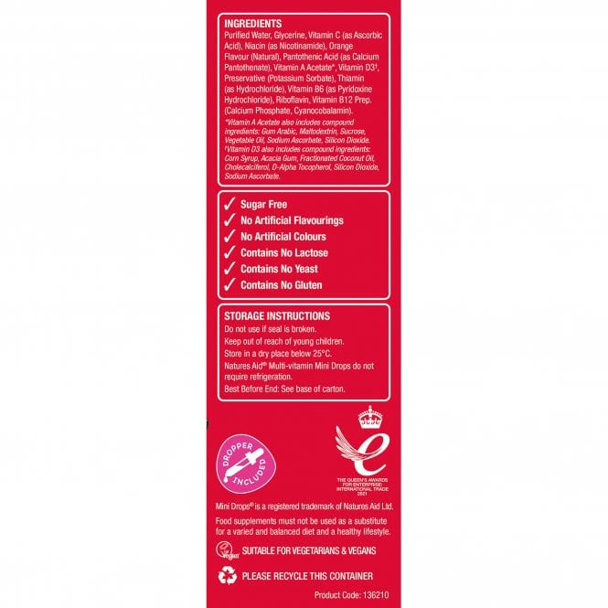 Multivitamin капки за деца (Mini Drops Multi-Vitamin) 50ml Naturesaid