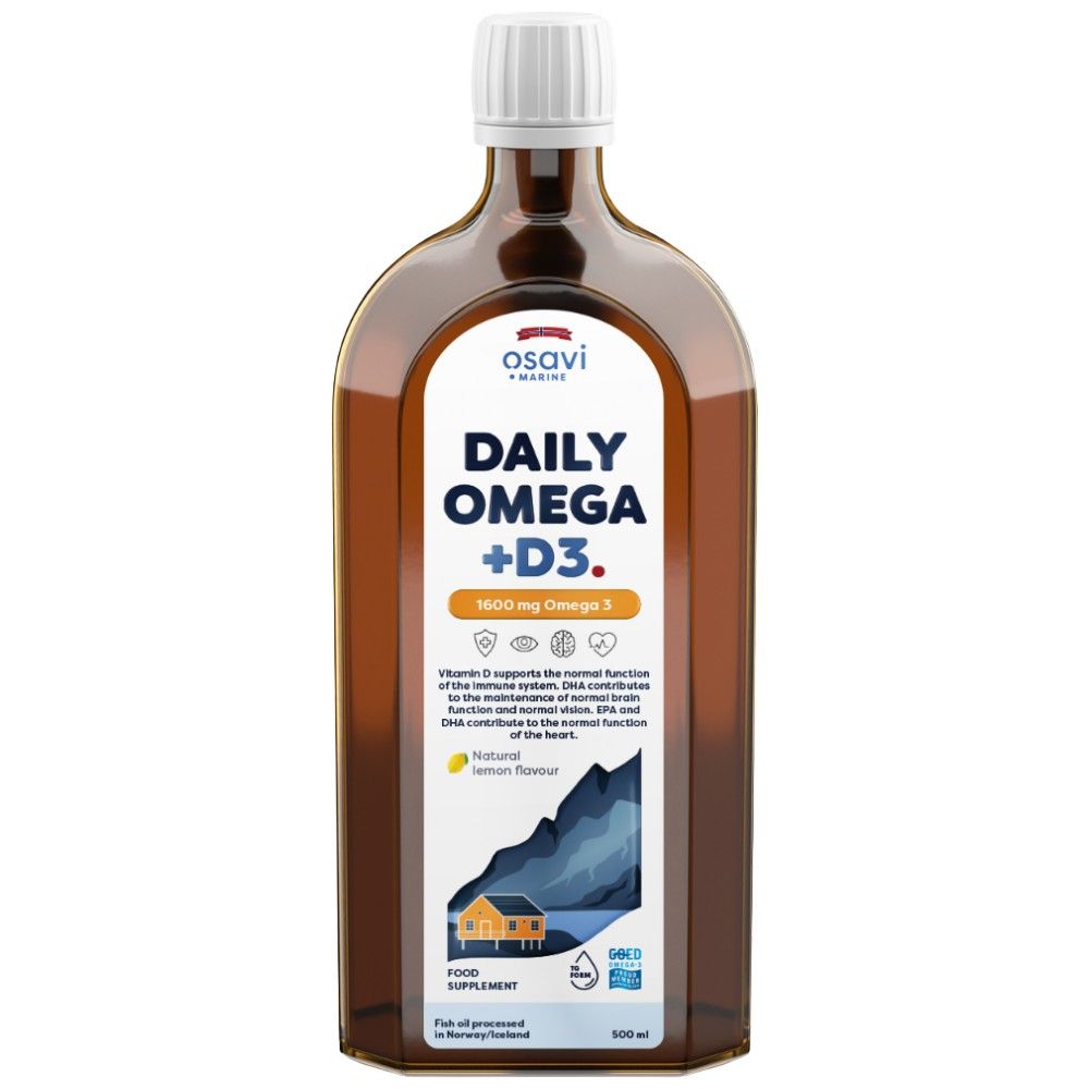 Ежедневно омега + D3 течност | Естествен лимон ароматизиран - 500 ml