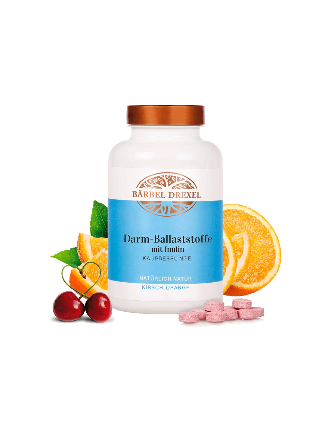 Darm Ballaststoffe mit Inulin / Fibre, 280 дъвчащи таблетки с вкус на череша и портокал <tc>Bärbel Drexel</tc>,