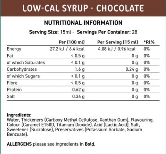 Подходящ кухня с ниско-CAL сироп | Шоколад - 425 ml