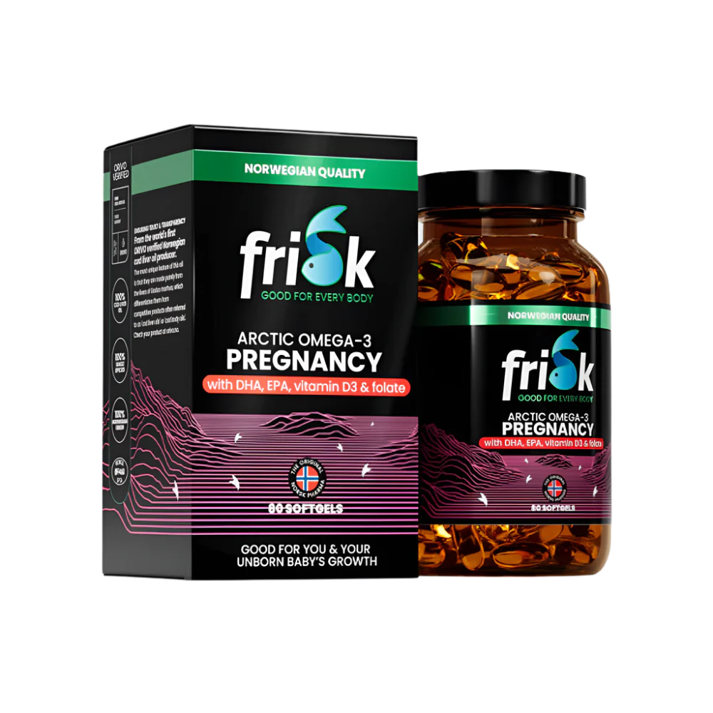 Арктическа бременност-Омега-3 за бременни жени-100% дива треска от Норвегия-80 капсули
