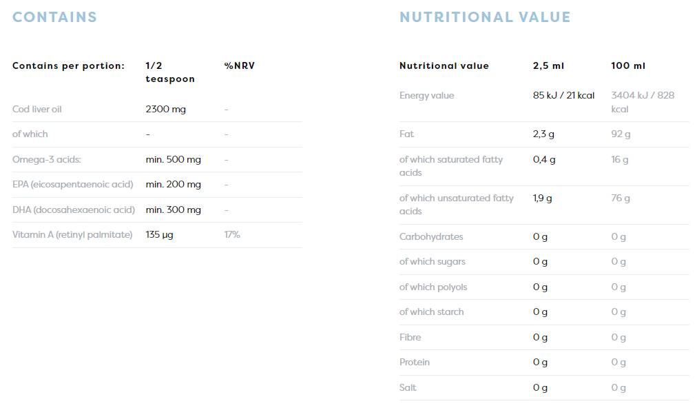 Норвежки деца с масло от черен дроб на треска | Течен омега с аромат на лимон - 500 ml